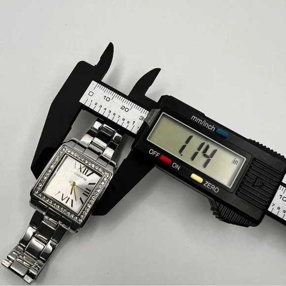 Liz Claiborne Womens Watch Silver Square Crystal Bezel 7.5" New Battery - Picture 8 of 10